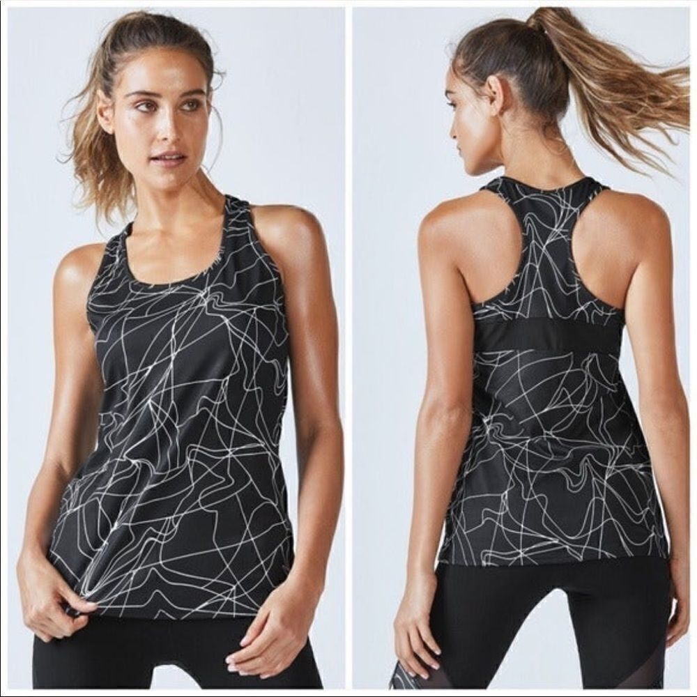 FABLETICS Mary Tank Top Black and White Size Medium